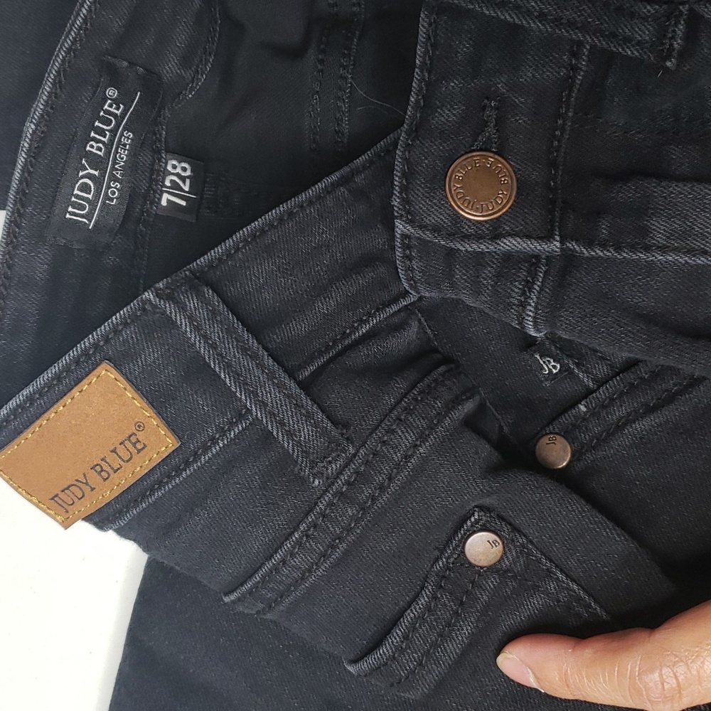Judy Blue High Rise Skinny Stretch Distressed Black Jeans Size 28 Punk Grunge - Picture 16 of 16